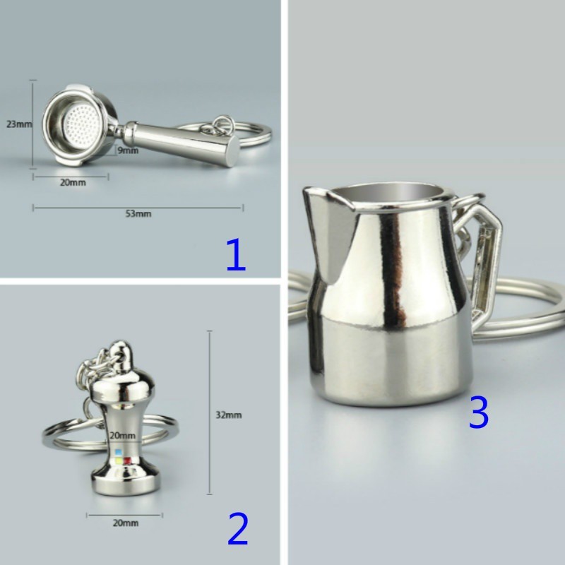 Móc chìa khóa trang trí hình dụng cụ pha cà phê dễ thương