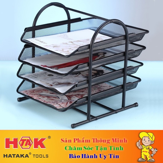Giá Để Tài Liệu Kim Loại Nhiều Tầng Ngang Dọc Văn Phòng HATAKA TOOLS - Khay Đựng File Để Bàn, Để Hồ Sơ