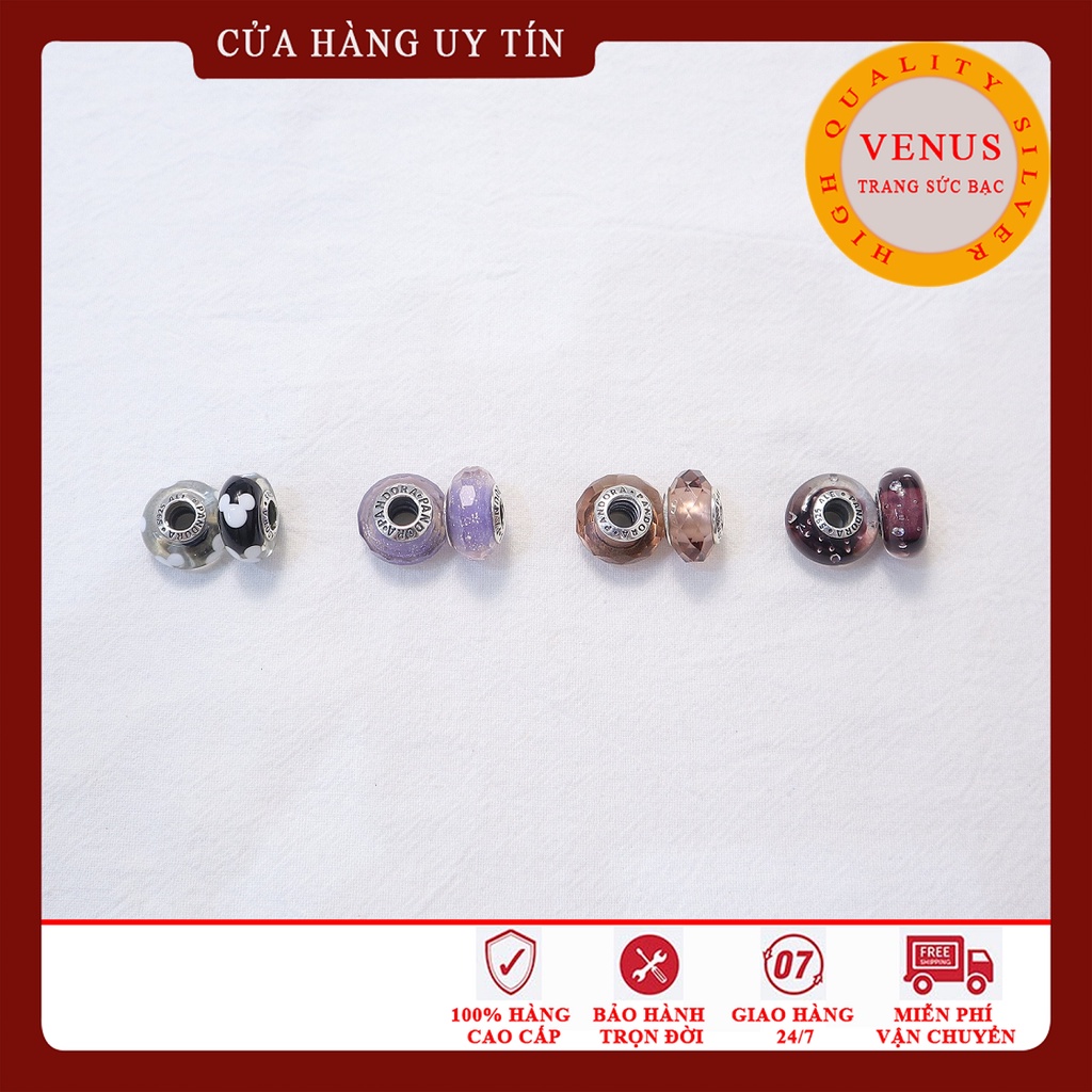 [Charm bạc 925 cao cấp] Charm glass thủy tinh 4 màu- Mã sản phẩm VENUSTTG