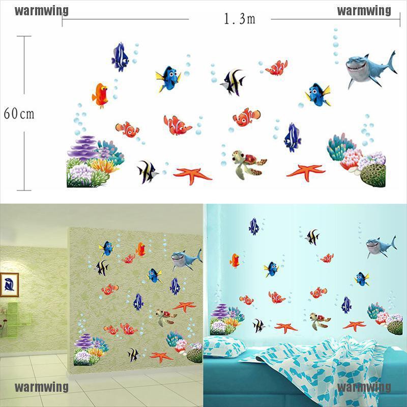 Sticker Dán Tường Hình Cá Biển Hoạt Hình Trang Trí Phòng Tắm