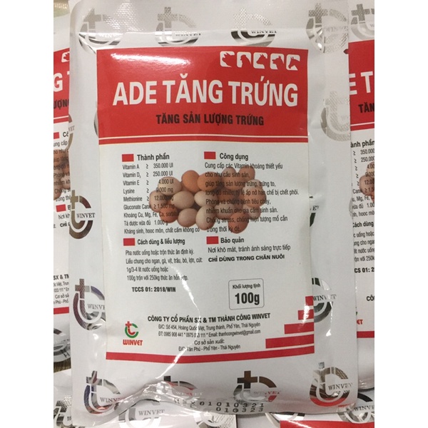 ADE Tăng trứng gà vịt ngan cút gói 100gr