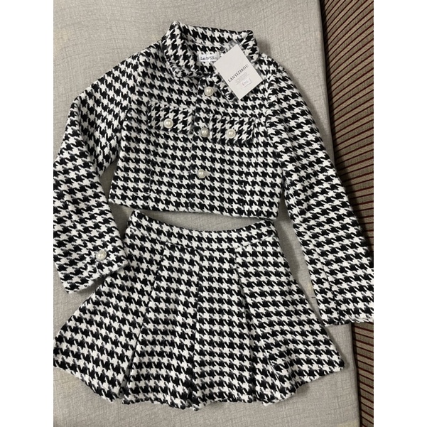 (SẴN) LalaClothing Bộ dạ ngắn họa tiết kiểu răng sói chuẩn loại đẹp