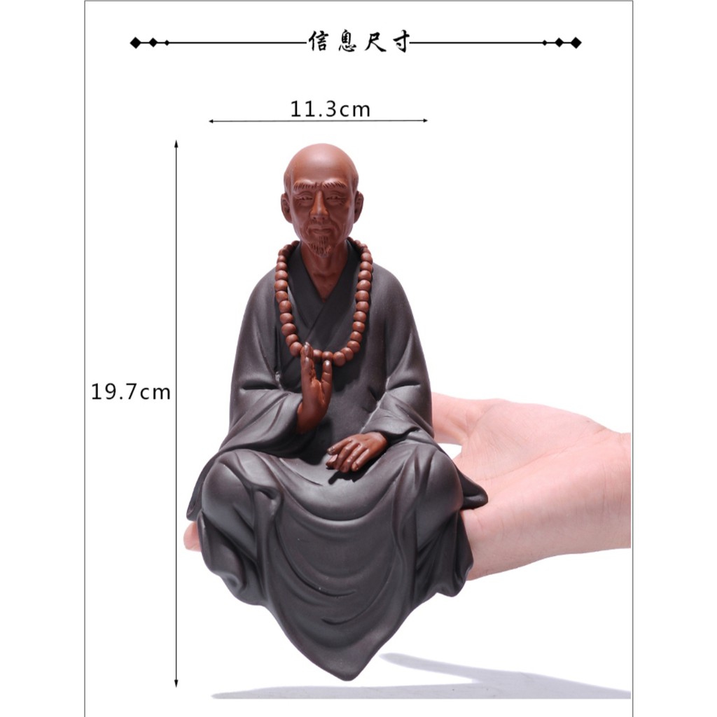 Tượng gốm nhà sư ngồi thiền- Tượng phật thiền sư gốm tử sa
