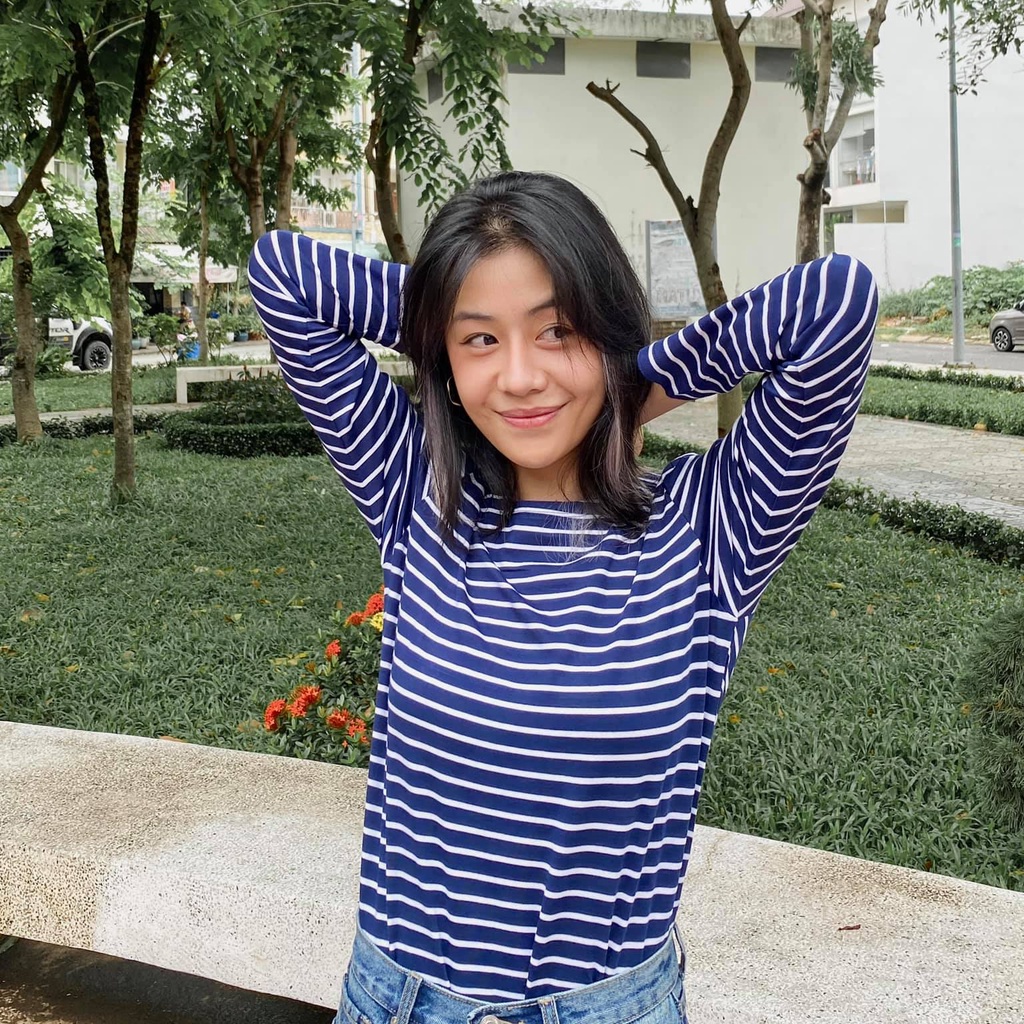 TheBlueTshirt - Áo Thun Tay Dài Nữ Sọc Xanh The Lifetime - Japanese Navy