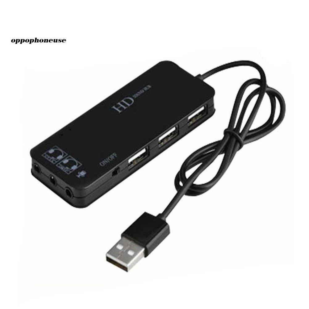 【OPHE】Adapter 7.1 kênh 3 cổng USB mở rộng kết nối âm thanh/mic cho PC Laptop
