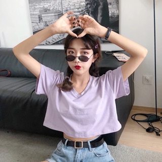 Áo Croptop Cổ Tim (Sẵn Tím, Vàng)