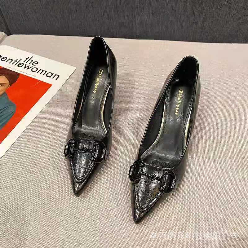 European station 2022 summer New genuine leather pointed stiletto low-cut slip-on shoes women's comfortable women's shoes fashion sGzq