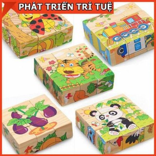 ⚡ CAO CẤP⚡ Đồ Chơi Ghép Hình 6 Mặt 9 Miếng Gỗ Giúp Bé Thỏa Sức Sáng Tạo