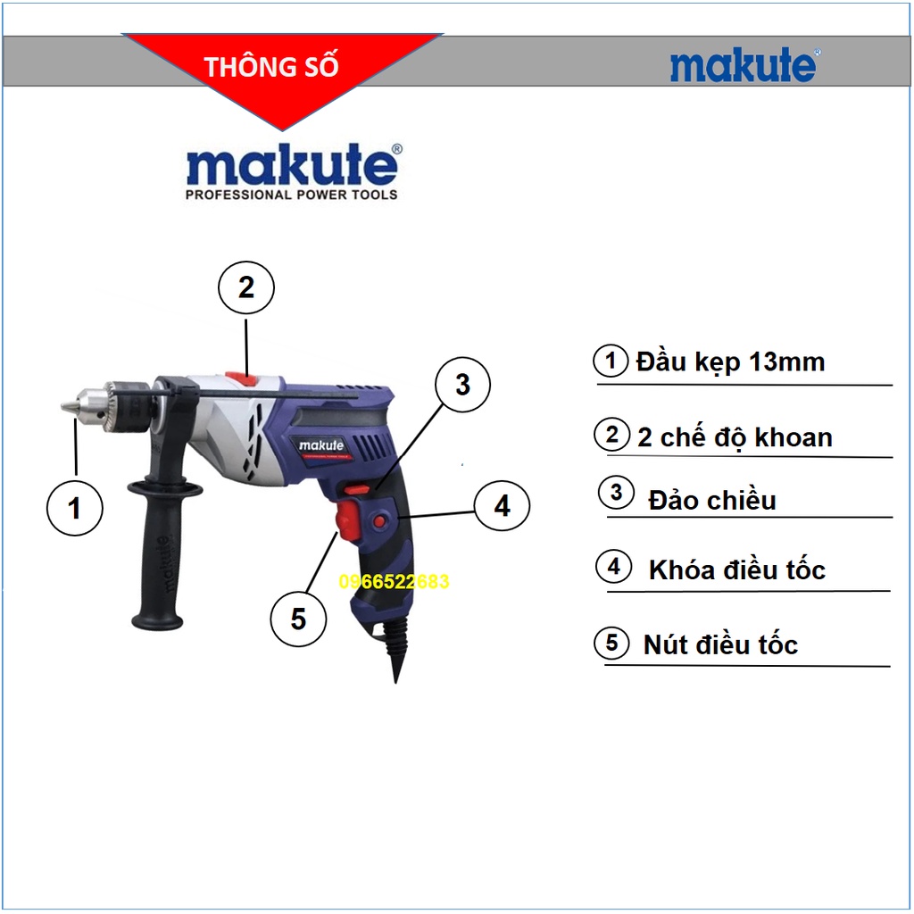 Máy khoan | máy khoan makute id 009 | bảo hành chính hãng 6 tháng