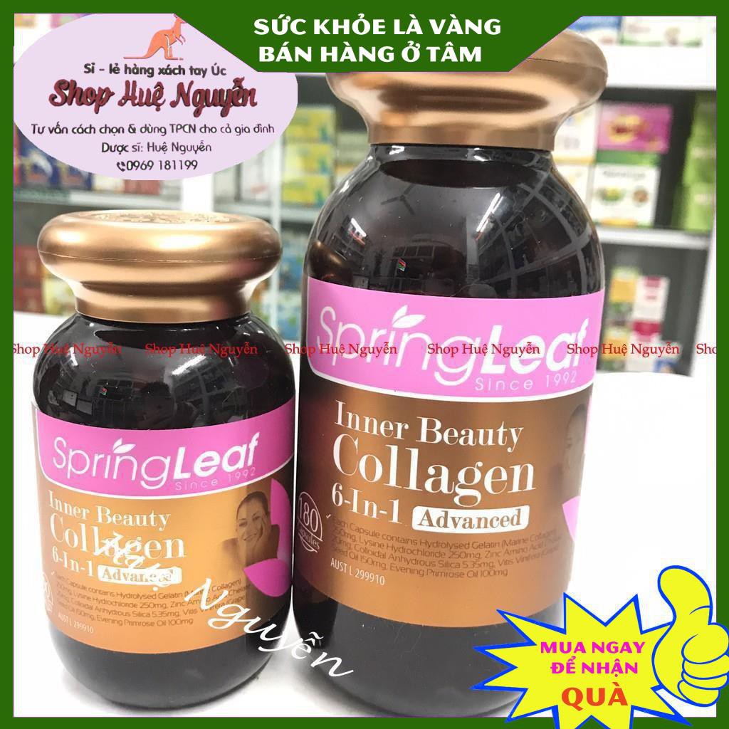 Collagen SpringLeaf Inner Beauty collagen 6-in-1 Advanced, Úc (90v/180v) chống lão hóa, đẹp da cho người từ 18 tuổi