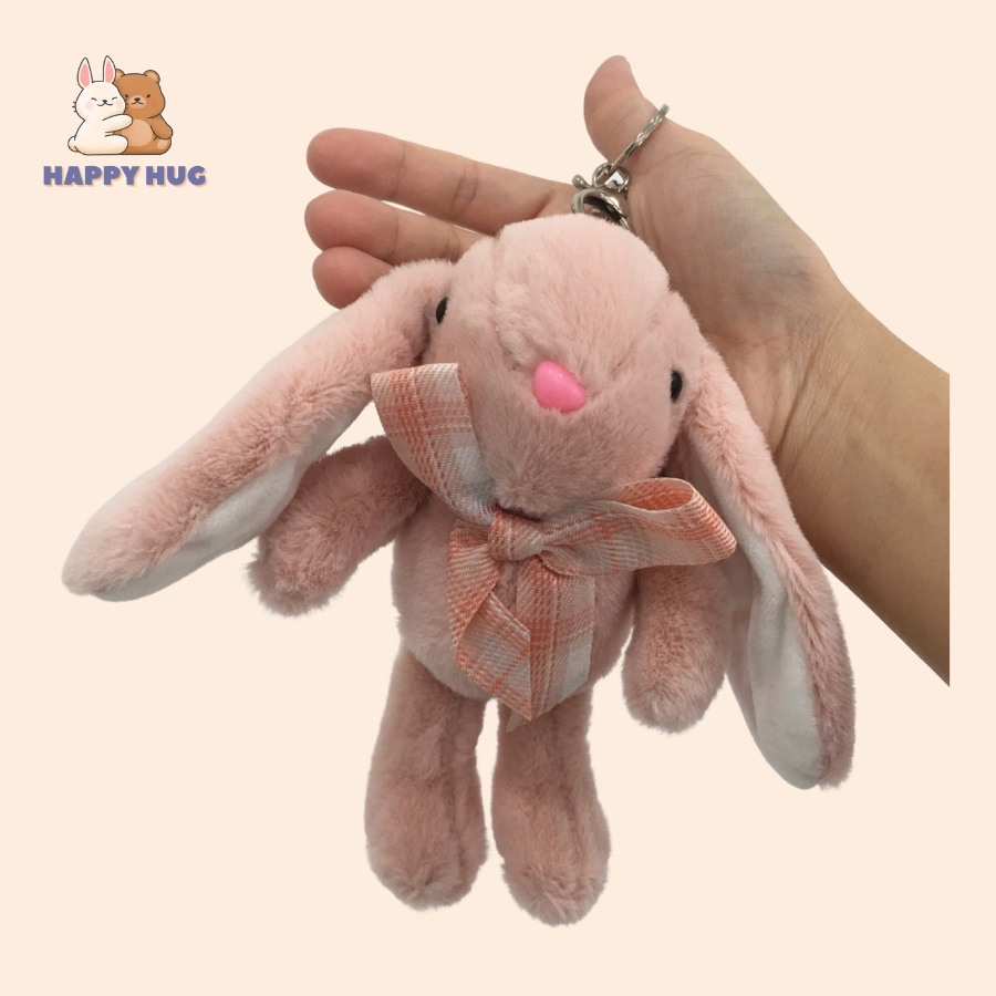 Móc khóa thỏ bông cao cấp size 18cm lông nhung mịn cao cấp - Happy Hug