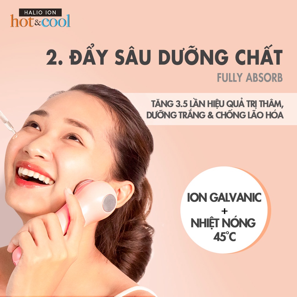 Máy Đẩy Tinh Chất Dưỡng Trắng Nóng Lạnh Halio Ion Hot &amp; Cool Beauty DeviceTrắng