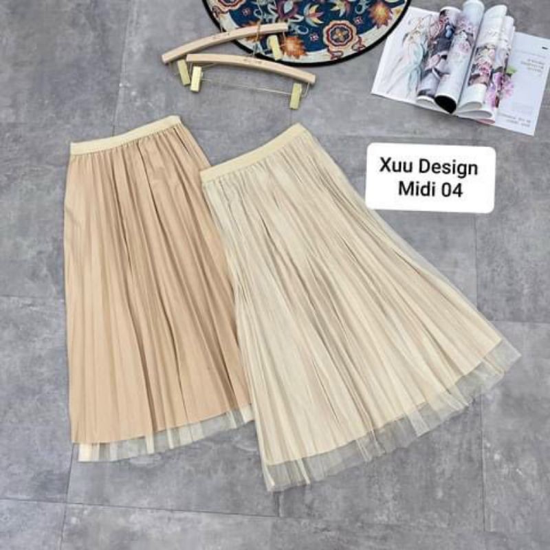 Chân váy dập ly 2 mặt hàng QC