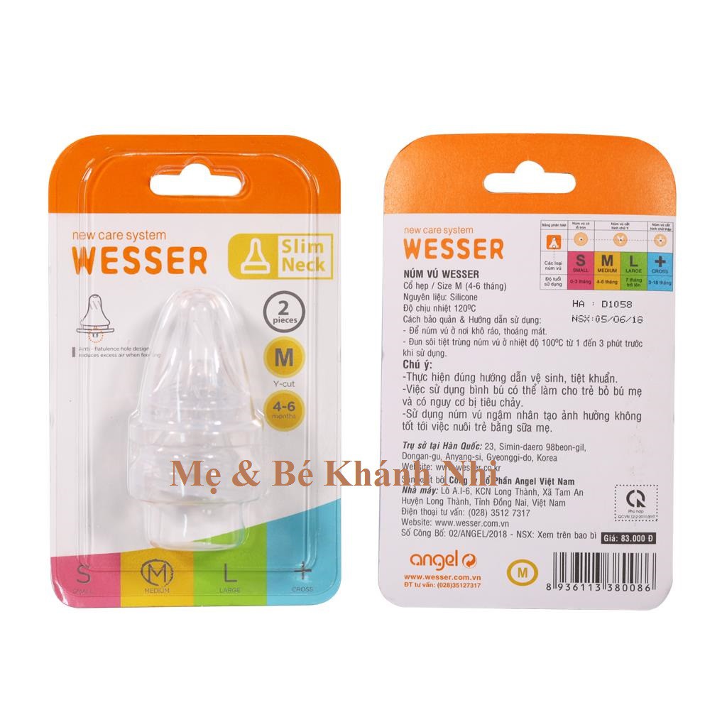 [Mã 267FMCGSALE giảm 8% đơn 500K] Bình Sữa WESSER Cổ Hẹp PP Bottle Kháng Khuẩn 250ML - Bình Sữa Cổ Hẹp Wesser 250ML