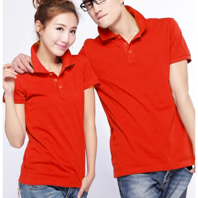 Áo thun polo nam nữ HUTA PT103 trơn màu đỏ tươi, vải cá sấu cotton, cao cấp mềm mịn thoáng mát