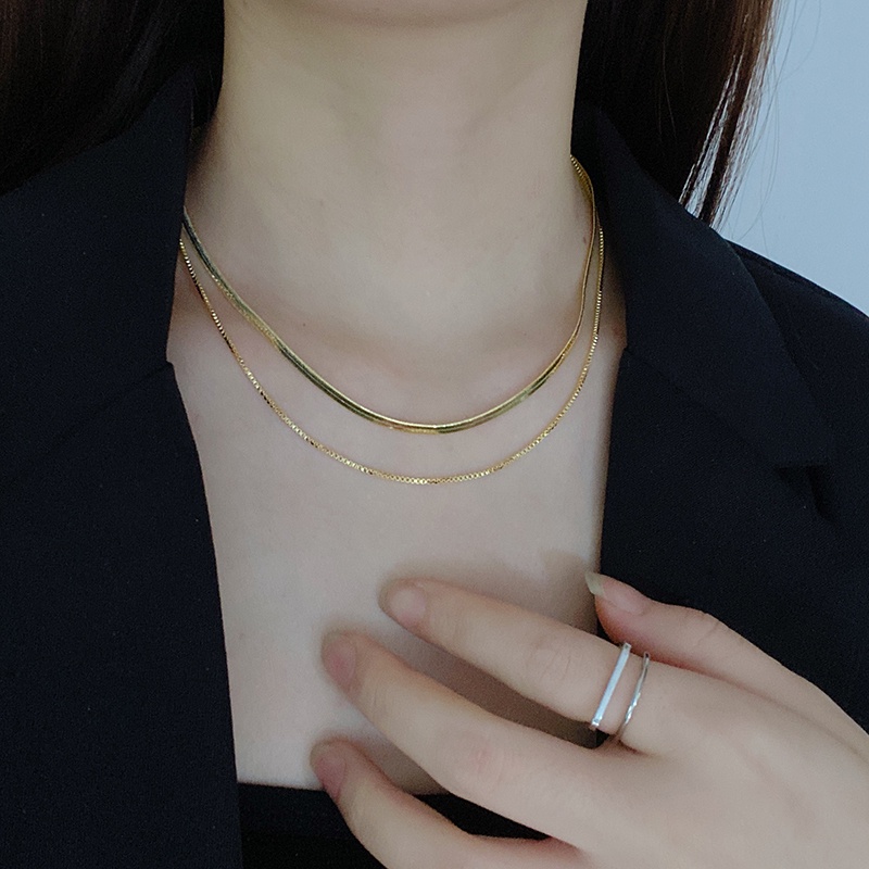 Vòng cổ Hai Lớp Hình Xương Rắn Phong Cách hip hop Thời Trang