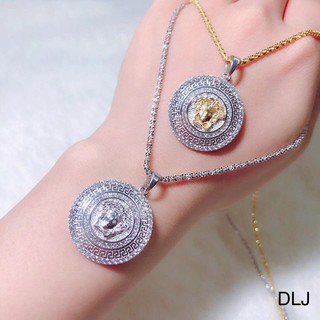 Dây chuyền và mặt bạc ý cao cấp xi vàng trắng, vàng 24k