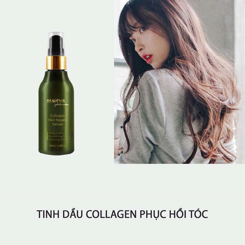 Tinh dầu Collagen dưỡng tóc Sophia Platinum 100ml, phục hồi tóc hư tổn, khô xơ