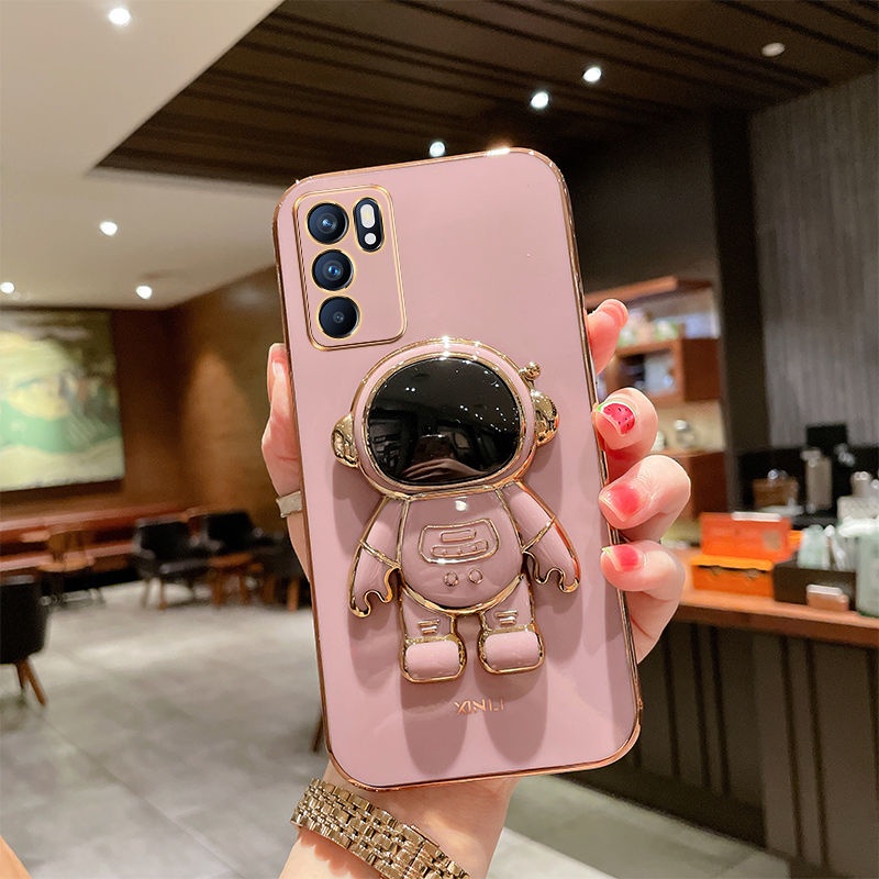 Tiktok Hot 3D Phi Hành Gia Đứng Vỏ Oppo Reno 6z Full Coverag Vỏ Dễ Thương Bảo Vệ Camera Giá Đỡ Điện Thoại Dễ Thương