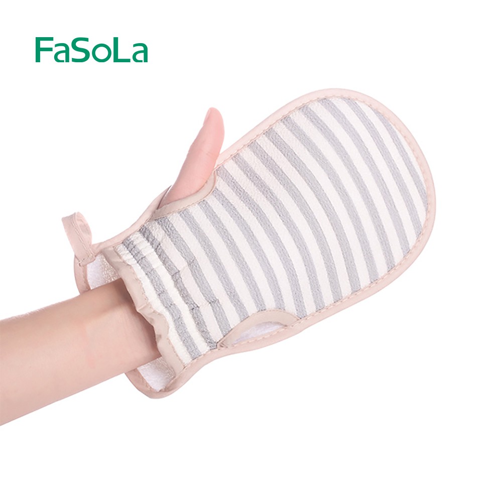 Găng tay tắm hai mặt tẩy tế bào chết cho da sáng mịn FASOLA FSLJY-249A