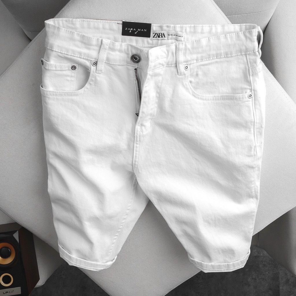 quần short jean nam trơn ngắn hai màu đen trắng form basic chất co giãn đẹp KASYTORE
