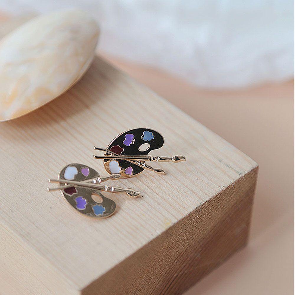 Fallforbeauty Khuyên Tai Hình Bảng Vẽ Trừu Tượng Thời Trang Cá Tính