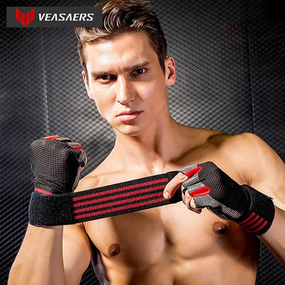 Găng tay tập gym VEASARE - có quấn cổ tay  - Bám cực chắc - Phụ Kiện tập gym- CAM KẾT CHẤT LƯỢNG