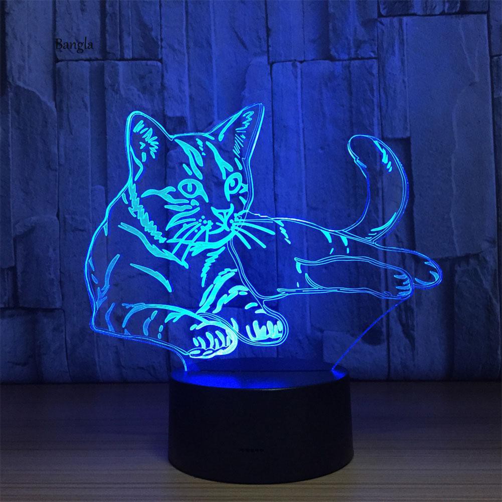 Đèn LED 3D chiếu ánh sáng hình mèo độc đáo