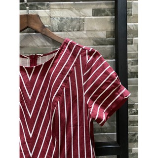 Đầm linen phối sọc Infashion
