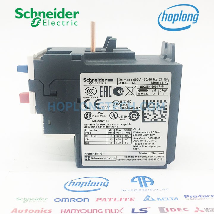 [CHÍNH HÃNG] LRD05 Rơ le nhiệt dải cài đặt 0.63-1A đầu kết nối bắt vít SCHNEIDER dùng cho khởi LC1D09-38