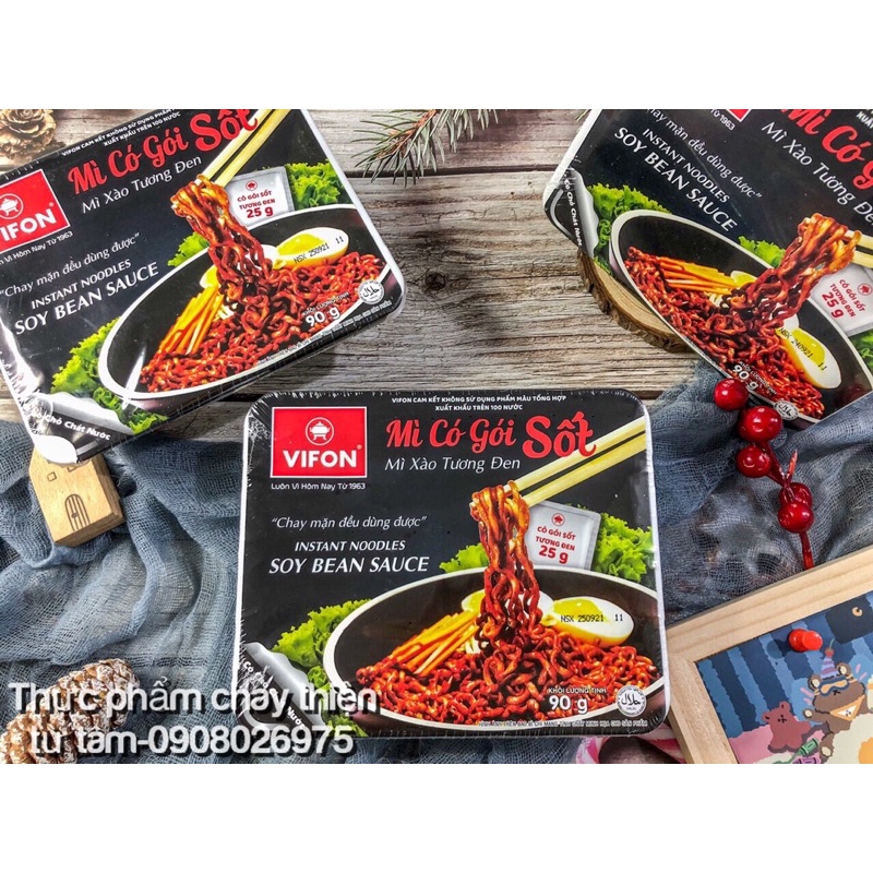 Mì Tương Đen Chay Vifon Sốt Tương Đen Chuẩn Hàn Hộp 90G