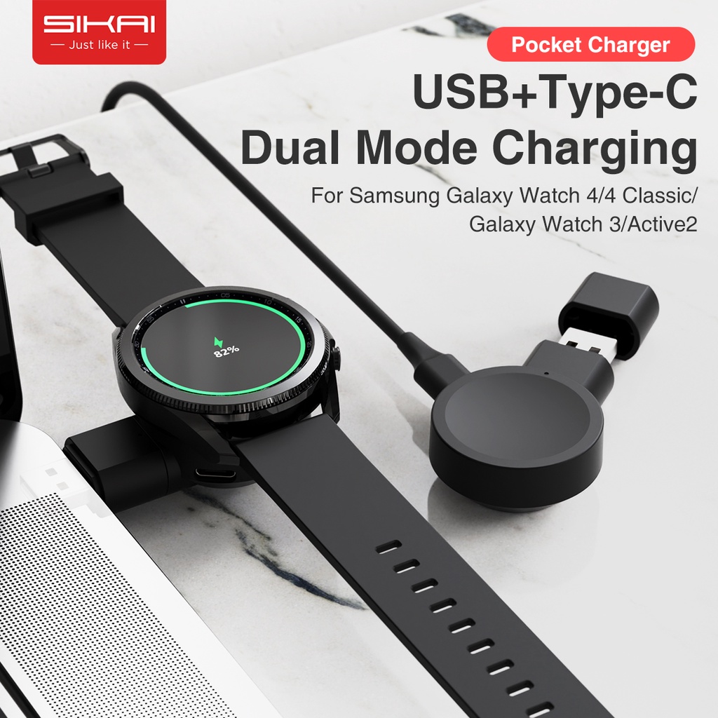 Đế Sạc Từ Tính Không Dây USB + Type C Cho Đồng Hồ Samsung Galaxy Watch 5 Pro / 4 / 4 Classic / Galaxy Watch 3 / Active 2