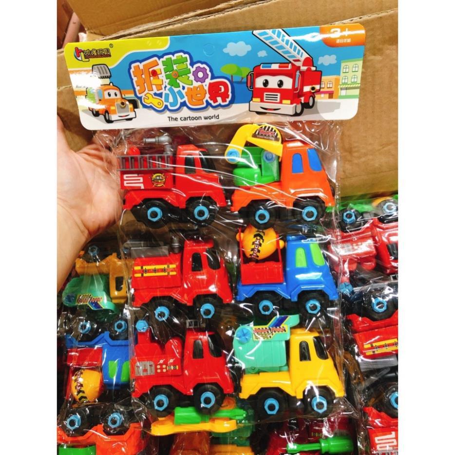 ⚡️[KHO Sỉ - RẺ VÔ ĐỊCH] [RẺ VÔ ĐỊCH] [Đồ Chơi Lắp Ráp] Set 6 xe công trình, xe cứu hỏa tặng kèm bộ tovit Tháo LẮp dễ dàn