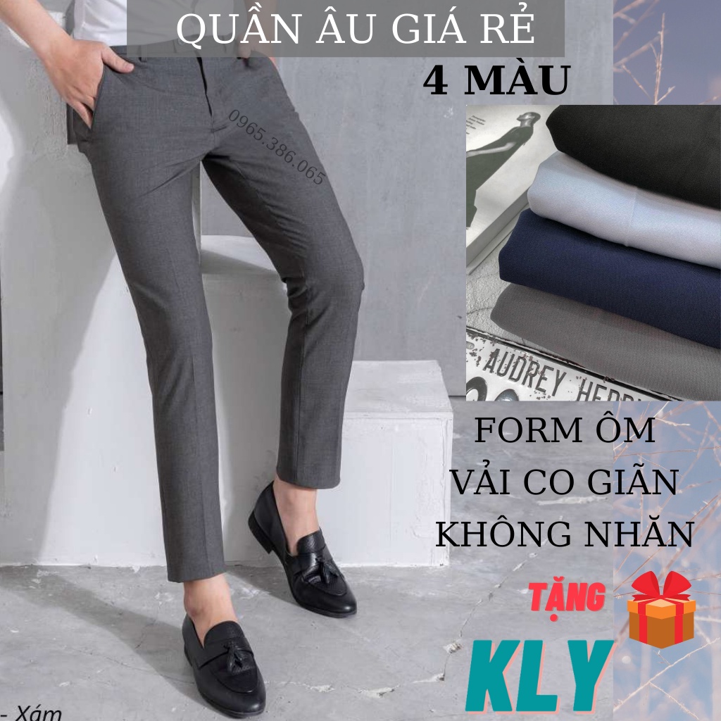 Quần Âu Nam KLY XÁM Chất Vải Tuyết Mưa ,Co Giãn 4 Chiều Dáng Ôm Body- Quần Tây Vải Mỏng Mát