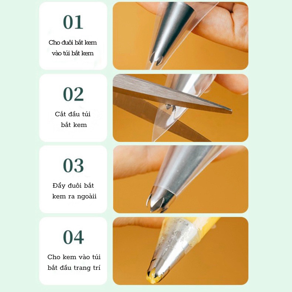 Đuôi Bắt Kem 5 Chi Tiết, Set 5 Đuôi Bắt Bông Kem Trang Trí Bánh Bằng Inox