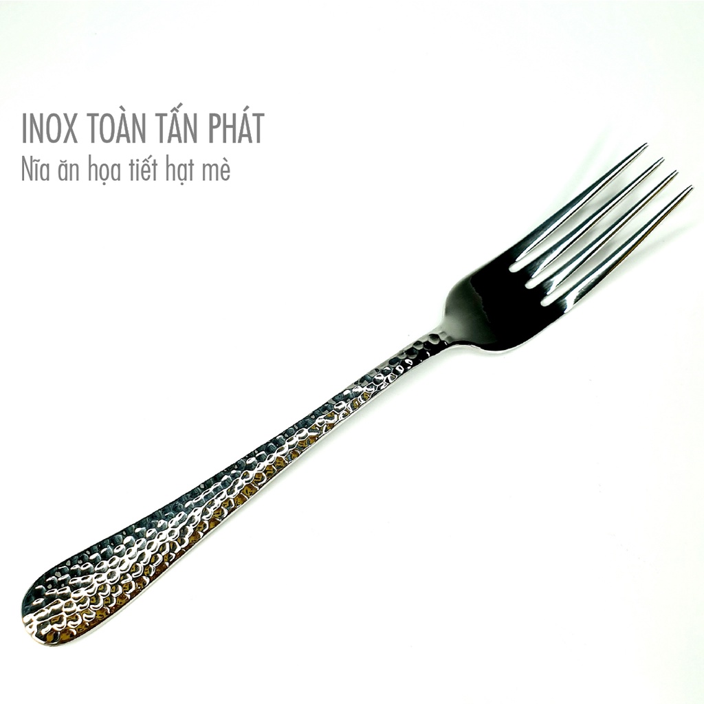 Nĩa Ăn Inox Họa Tiết Mè Trắng - Inox 304