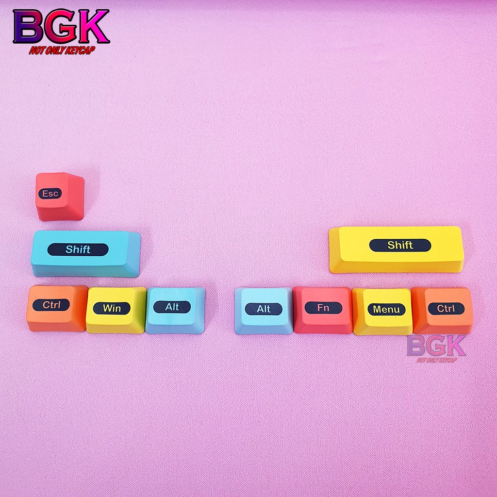 Bộ Keycap PBT 10 Nút chủ đề RGBY v2 Chất Liệu PBT in dye Sub cho màu sắc tươi tắn