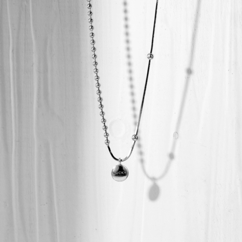 Vòng cổ Chocker tag tròn Lucky bạc Ý 925 mạ vàng trắng cao cấp DUYSON SILVER [DCXK39]