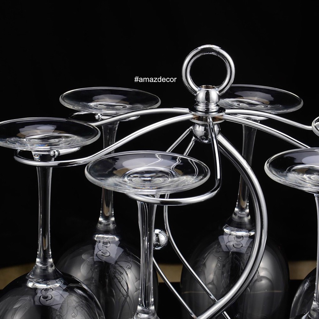 Hàng decor xuất dư Giá kệ treo ly uống rượu vang inox kiểu pha lê kim cương để bàn đẹp cao cấp giá rẻ
