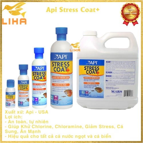 Api Stress Coat+ - Khử Chlorine, Chloramine, Giảm Stress, Cá Sung, Ăn Mạnh