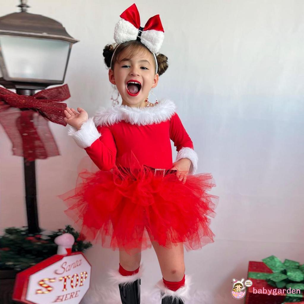 Set Đầm Xoè + Băng Đô Phong Cách Giáng Sinh Dễ Thương Cho Bé Gái 1-7 Tuổi