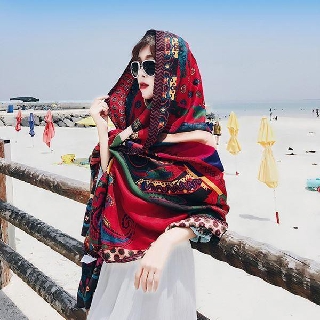 [Hàng loại đẹp] Khăn Choàng Thổ Cẩm Đi Biển Khăn Choàng Cổ Họa Tiết Đẹp Giữ Ấm