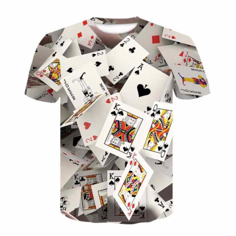 Áo Thun Tay Ngắn Cổ Tròn In Hình Lá Bài poker 3d Phong Cách hip hop Thời Trang Thường Ngày Năm 2021 Cho Nam ⚡ #