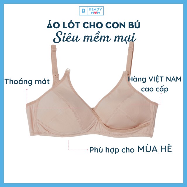 THANH LÝ| Áo Lót Bầu | Áo Ngực Cho Con Bú Cổ Tim| Hàng Việt Nam| Cotton siêu mềm|  Màu da | Không Gọng|RM01 ReadyMo