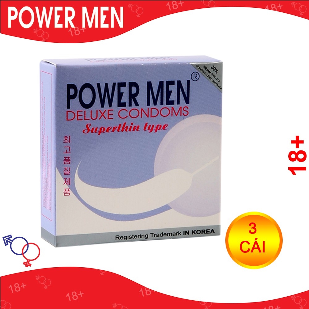 [FREESHIP] Bao cao su Powermen Superthin siêu mỏng hộp 12chiếc