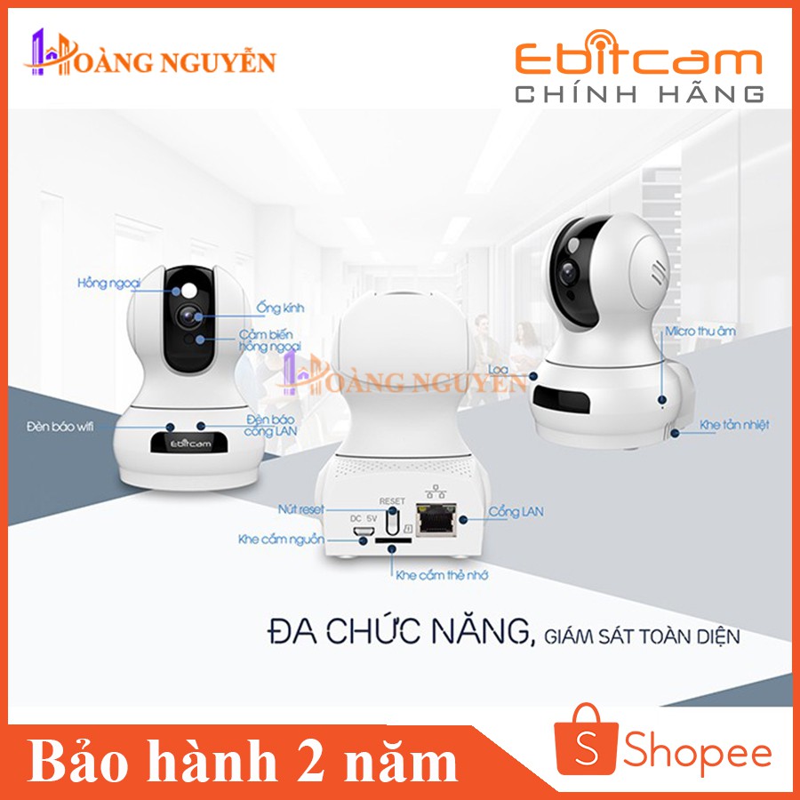 [NHÀ PHÂN PHỐI] Camera Wifi Ebitcam E3 FHD 1080P 2.0MP - Xoay 360 độ - Phát Hiện Chuyển Động | WebRaoVat - webraovat.net.vn