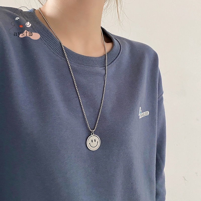 Vòng cổ Dài Mặt Cười Phong Cách Hàn Quốc