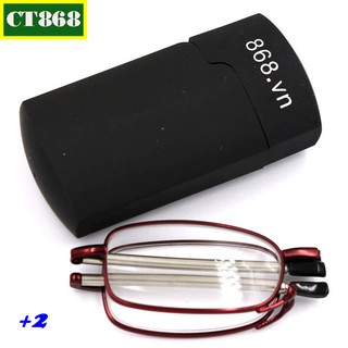 Kính gập 868 màu đỏ tròng lão 2 độ, kính lão gọng xếp