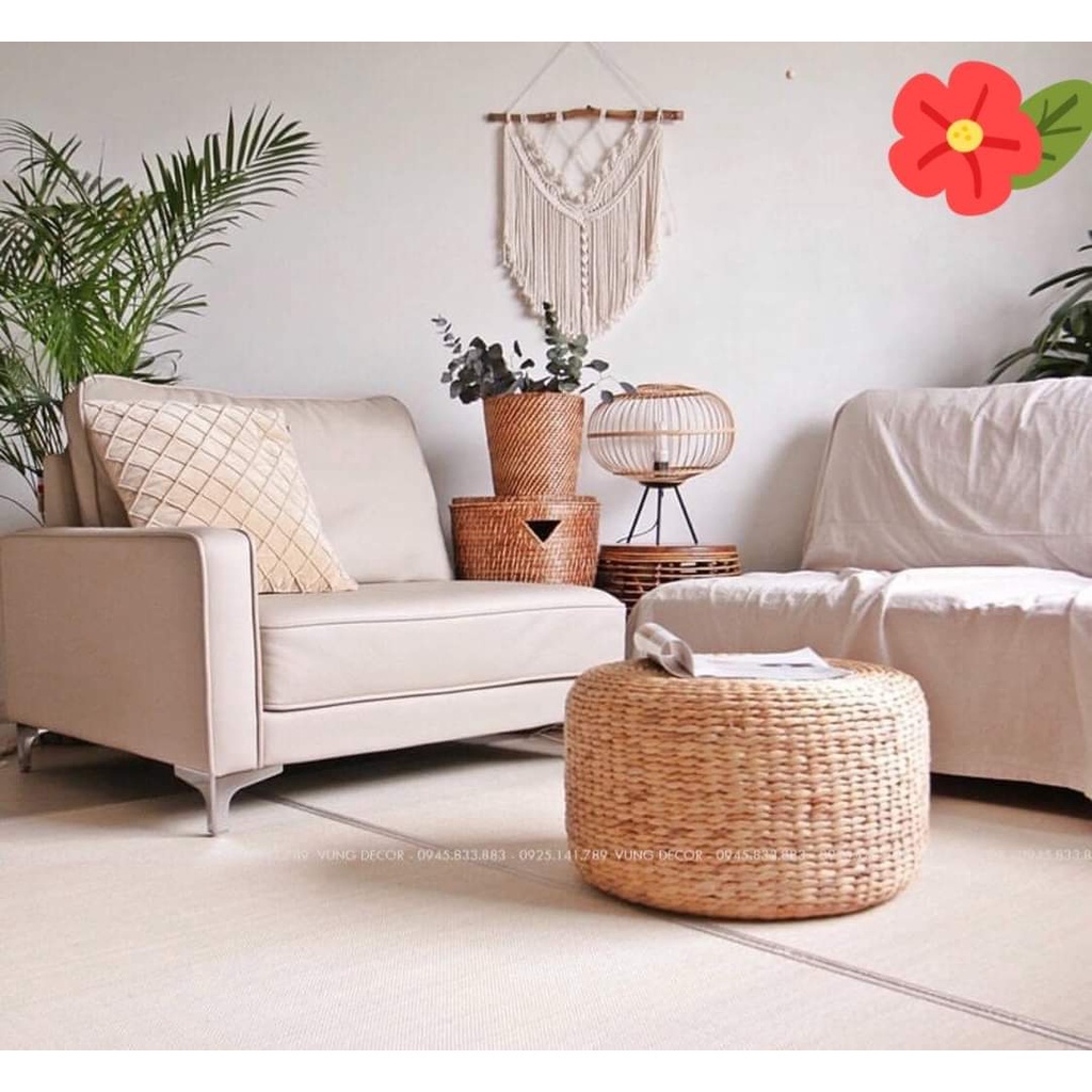 Đôn/ Đệm/ Bàn Trà Lục Bình Đan Thủ Công Cao Cấp Hàng Xuất Khẩu - Xưởng Cói Decor