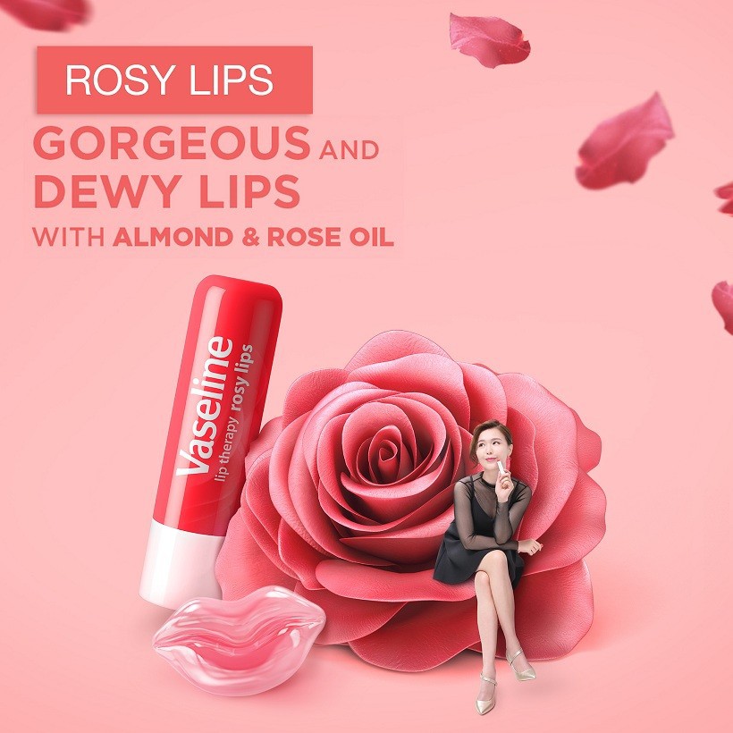 Son dưỡng môi hoa hồng dạng thỏi Vaseline  4.8g #Rosy Lips